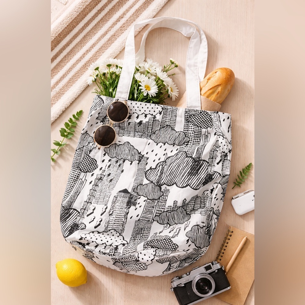 H&M Monochrome Graphic Tote Bag